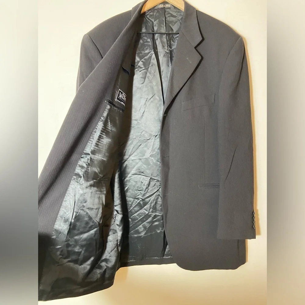 Sergio Valentino Black 3 Button 100% Wool 52 6 L Blazer Jacket Super 100’s